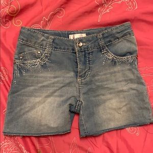 Demon jean shorts with silver accent on pockets